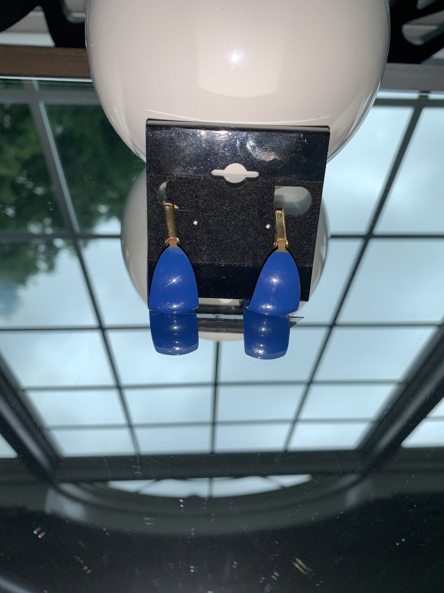 Blue Hoop Clip On Earrings