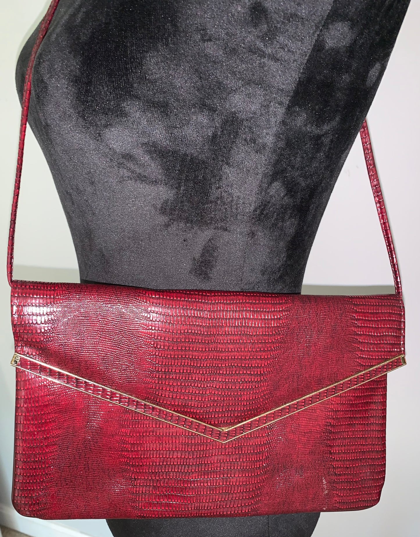 Burgundy Strapped Envelope Purse
