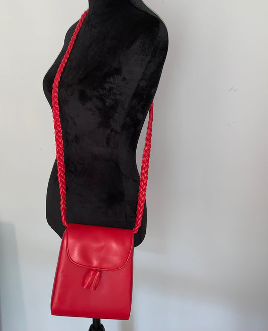 Red Purse with 23" Braided Strap