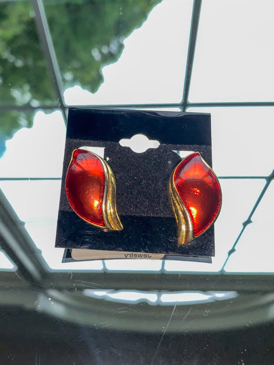 Red Eye Clip On Earrings