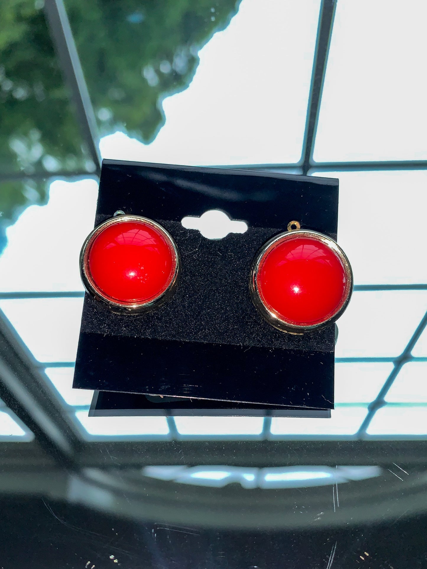 Red Circle Earrings