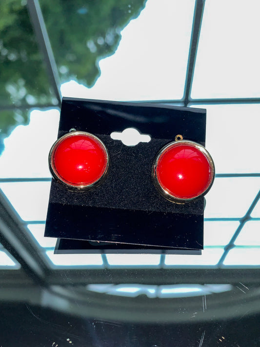 Red Circle Earrings